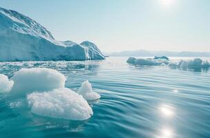 AI generated Arctic icebergs and clear waters photo