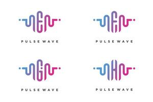 Pulse with letter E, F, G, H design element vector icon concept