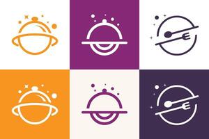 Planet food design element vector icon collection with creative idea