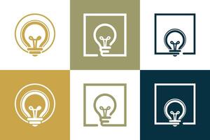 Light bulb design element vector icon collection with creative idea