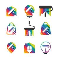 Paint house design element vector icon collection with creative idea