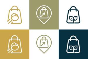 Shop bag design element vector icon collection with creative idea