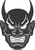 AI generated Silhouette Japanese Traditional Mask Hannya Mask black color only vector