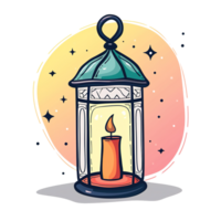 ai gegenereerd lichtgevend Ramadan lamp ontwerp png