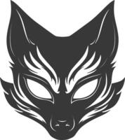 AI generated Silhouette Japanese Traditional Mask Kitsune Mask black color only vector