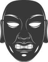 AI generated Silhouette Japanese Traditional Mask Hyottoko Mask black color only vector