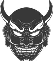 AI generated Silhouette Japanese Traditional Mask Hannya Mask black color only vector