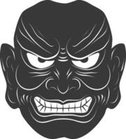 AI generated Silhouette Japanese Traditional Mask black color only vector