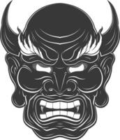 AI generated Silhouette Japanese Traditional Mask Demon Mask black color only vector