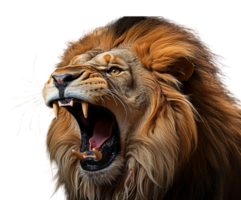 AI generated close up portrait of a roaring lion, generative ai png