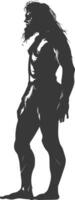 AI generated Silhouette ancient caveman black color only full body vector