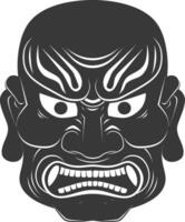 AI generated Silhouette Japanese Traditional Mask black color only vector