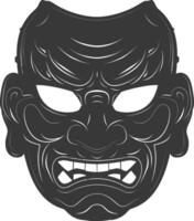 AI generated Silhouette Japanese Traditional Mask black color only vector