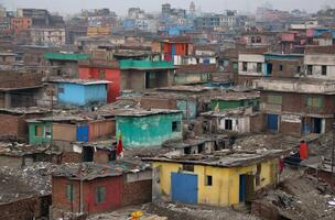 ai generado barrio bajo distrito en India foto