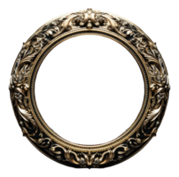 AI generated vintage gold round frame elements with luxurious and elegant motifs, generative ai png