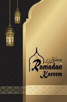 Ramadan Kareem Islamic greeting background, Islamic cultural golden background vector