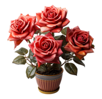 ai generado rojo Rosa ornamental planta, generativo ai png