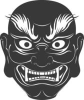 AI generated Silhouette Japanese Traditional Mask black color only vector