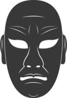 AI generated Silhouette Japanese Traditional Mask Samurai Mask black color only vector