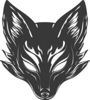 AI generated Silhouette Japanese Traditional Mask Kitsune Mask black color only vector