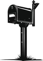 AI generated Silhouette mailbox black color only full vector