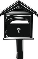 AI generated Silhouette mailbox black color only full vector