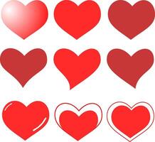 conjunto de rojo corazones. idioma de amor. corazón icono vector