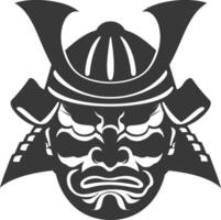 ai generado silueta japonés tradicional máscara samurai máscara negro color solamente vector