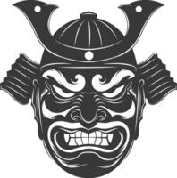 AI generated Silhouette Japanese Traditional Mask Samurai Mask black color only vector