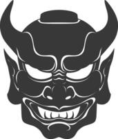 AI generated Silhouette Japanese Traditional Mask Oni Mask black color only vector