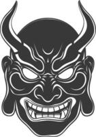 AI generated Silhouette Japanese Traditional Mask Oni Mask black color only vector