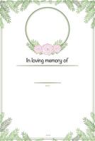 Vector - Beautiful horizontal invitation memorial card. Border or frame with rose. Rest in peace.