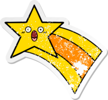 distressed sticker of a cute cartoon shooting rainbow star png