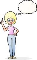 cartoon woman explaining her point with thought bubble png