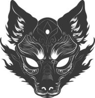 AI generated Silhouette Japanese Traditional Mask Kitsune Mask black color only vector