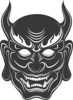 AI generated Silhouette Japanese Traditional Mask Hannya Mask black color only vector