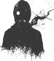 AI generated Silhouette gas mask black color only vector