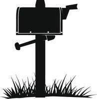 AI generated Silhouette mailbox black color only full vector