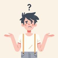 People have curious expressions and question marks are floating around their heads. flat design style vector illustration