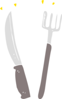 platt Färg illustration av kniv och gaffel png