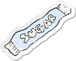retro verontrust sticker van een tekenfilm pakket van suiker png