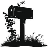 AI generated Silhouette mailbox black color only full vector