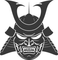 AI generated Silhouette Japanese Traditional Mask Samurai Mask black color only vector