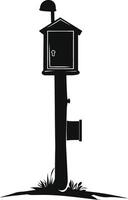 AI generated Silhouette mailbox black color only full vector