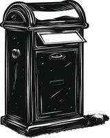 AI generated Silhouette mailbox black color only full vector