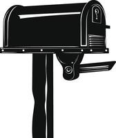 AI generated Silhouette mailbox black color only full vector