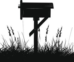 AI generated Silhouette mailbox black color only full vector