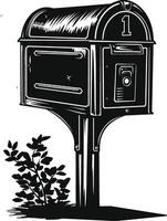 AI generated Silhouette mailbox black color only full vector