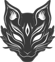 AI generated Silhouette Japanese Traditional Mask Kitsune Mask black color only vector