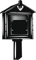 AI generated Silhouette mailbox black color only full vector